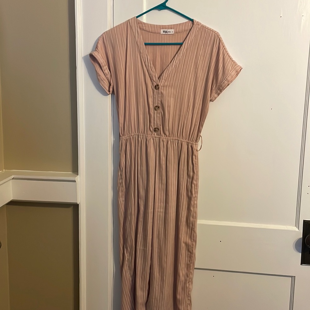 Pink Striped mid-calf jumpsuit